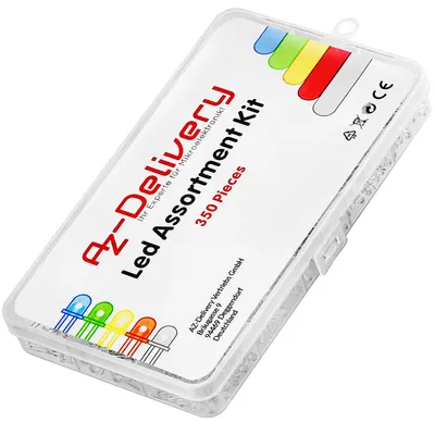 Image de AZ-Delivery Kits & Kits Kit d'assortiment de diodes électroluminescentes LED, 350 pièces, 3mm & 5mm, 5 couleurs, 1x kit