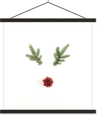 Produktbild von MuchoWow® Textilposter Weihnachten - Winter - Rentier 60x60 cm mit schwarzem Rahmen - Posteraufhänger
