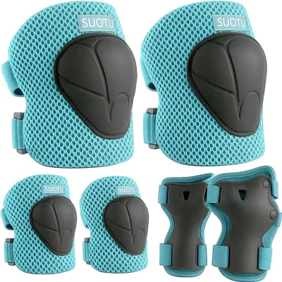 Image de Suotu Genouillères pour enfants, taille S (7-13 ans) - Ensemble de protection avec genouillères, coudières et protège-poignets pour le skateboard