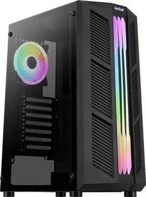 Produktbild von AeroCool Prime ARGB - MDT - ATX - Seitenteil mit Fenster (gehärtetes Glas) - keine Spannungsversorgung (ATX) - Schwarz - USB/Audio