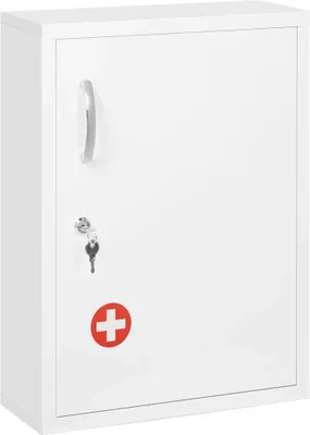 Obrázek produktu pro Nástěnná skříňka na léky/do koupelny – 3 police – ocel – 40 x 15 x 53,5 cm – bílá