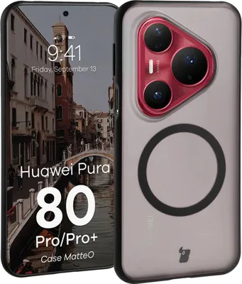 Produktbild von Handyhülle mit Magnetring für Huawei Pura 80 Pro / Pro Plus, Bizon Case MatteO, Getönt-Schwarz