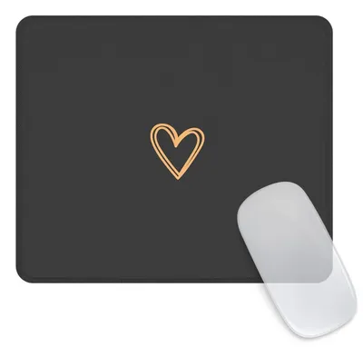 Immagine prodotto di Tappetino per mouse a forma di cuore, nero, impermeabile e antiscivolo, dimensioni 24x20 cm
