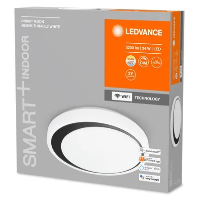 Image de Plafonnier à LED 34W CCT Rond Ø480 mm Smart+WiFi ORBIS Moon LEDVANCE 4058075486386 Noir