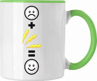Produktbild von Trendation - Elektriker Tasse Geschenk für Elektroniker Lustige Geschenkidee :( + Elektrik = :) Geburtstag (Grün)