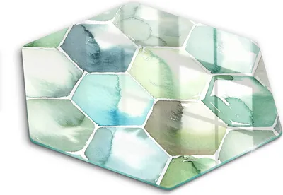 Produktbild von Glasschneideplatte - Herdabdeckplatte - Hexagon 40 cm -Schneidebrett - Spritzschutz - Aquarellangriffen
