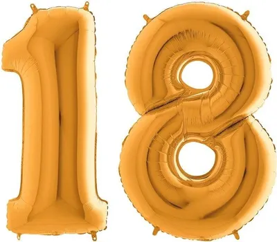 Produktbild von Folienballons Zahlen, 18. Geburtstag, Gold, 102 cm, Grabo, Set für den 18. Geburtstag