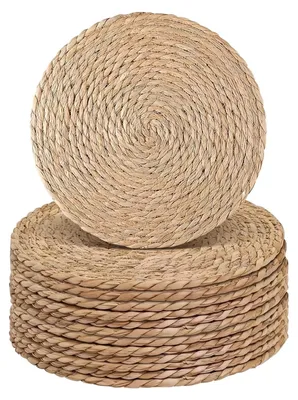 Produktbild von Set aus 6 Handgewebten Platzdeckchen aus Wasserhyazinthe - Natürliche Bohemian Tischdekoration