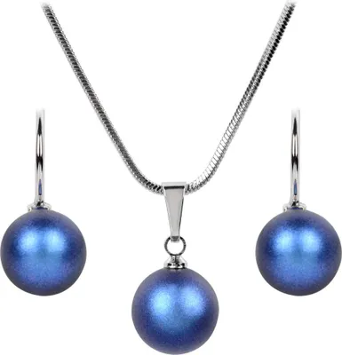 Produktbild von Pearl Iridescent Dark Blue necklace and earrings set