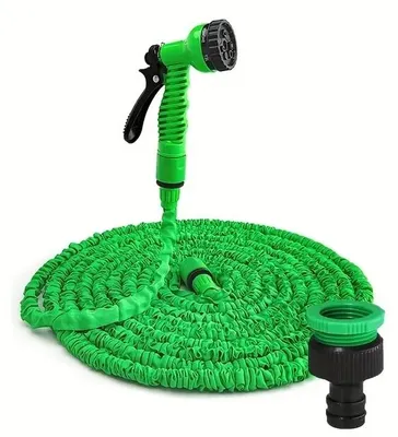 Produktbild von Flexibler Gartenschlauch dehnbar 7,5-61m mit 7-Funktionen-Spritzpistole, Grün 25