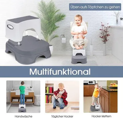 Produktbild von Famanu Kindertoilettensitz mit Hocker - Grau/Weiß