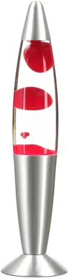 Produktbild von Rot/silberne Lavalampe aus Aluminium und Glas, 36 cm, inklusive E14-Leuchtmittel, Retro-Stil, perfekt für die Tischdekoration