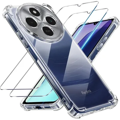 Image de Coque 3-en-1 et film de protection pour Xiaomi Redmi 14c 4G/5G, transparente, en TPU, résistante aux chocs et aux rayures