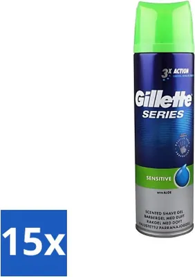 Productafbeelding van Gillette Series - Scheergel - Voor de gevoelige huid - Met Aloë Vera - 200 ml - Voordeelverpakking - 15 stuks