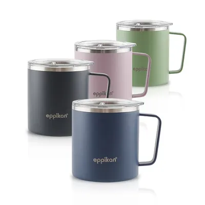 Produktbild von eppikan® EppiTall 2022 Edelstahl Thermobecher, Isolierbecher, Kaffeebecher, Teebecher, Thermotasse 380 ml, Deckel mit verschließbarer Trinköffnung (Space Blue)