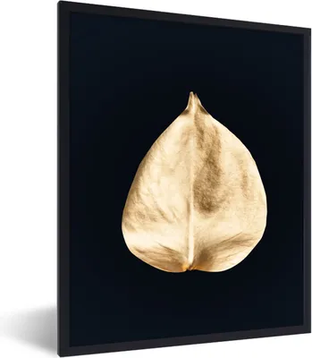 Produktbild von MuchoWow® Gerahmtes Poster Blätter - Schwarz und Gold - Schwarz - Gold - Luxus 60x80 cm - Poster mit Schwarzem Bilderrahmen Wandposter Rahmen Foto Bilder - Premium - Wanddeko Wohnzimmer