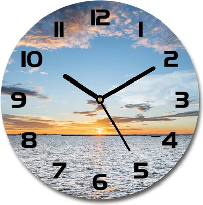 Produktbild von Wanduhr aus Glas 30fi Glasbild Glasuhr Gehärtetes Glas - schwarze-zeiger - Twilight by the sea