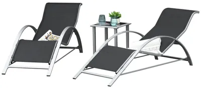 Productafbeelding van Outsunny 3-delige tuinset met ligbed en tafel, tuinmeubelset, mesh, zilver