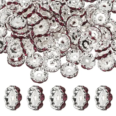 Strass-Abstandskugeln 12 mm, 200 Stück, gewellt, violett, DIY