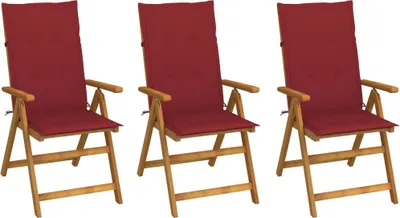 Obrázok produktu pre Skladacie záhradné stoličky s podložkami 3 ks akáciový masív