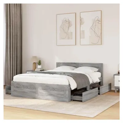 Produktbild von Bettgestell mit Kopfteil Grau Sonoma 140x200 cm aus Holzwerkstoff