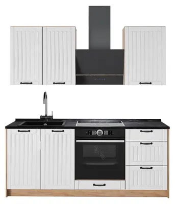 Obrázek produktu pro Jednotková kuchyně Vicco Fame-Line Bílý venkovský dům/Zlatý mocný dub 190 cm, PD Antracit, Model 64895