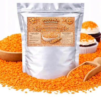 Zdjęcie produktu dla Posypka Waflowa Pomarańczowa - Dekoracja Tortu Ciast Babeczek Posypka 25G