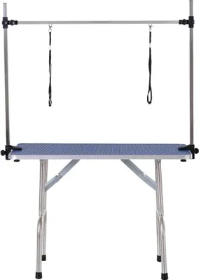 Image de Table de toilettage pour chiens - Pliable - Hauteur réglable - Structure métallique - Grande capacité de charge - Bleu