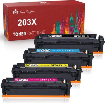 Produktbild von TonerKingdom 203X Kompatibel für HP 203X CF540X 203A CF540A Toner für Color Laserjet Pro MFP M281fdw M281fdn M254dw M254nw M280nw M254dn M281cdw (4 Pack)