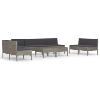 Immagine prodotto di vidaXL set da giardino da 10 pezzi con cuscini in rattan grigio