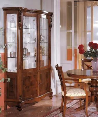 Produktbild von Luxus Schrank Holz Möbel Schränke Vitrine Regal Aktenschrank Glasschrank Antik