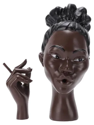 Image de Support pour bâtonnets d'encens en forme de tête de femme – élégante figurine en résine pour la maison et le bureau, accessoire de décoration noir, style A, accessoires