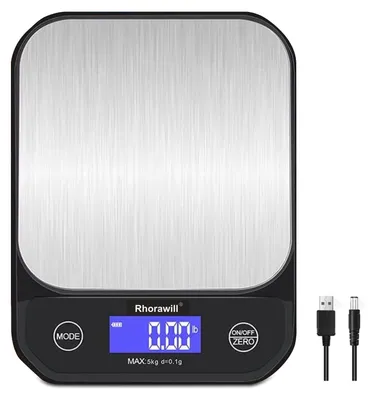 Digitale Küchenwaage 5 kg/0,1 g, LED, Edelstahl, USB-Aufladung