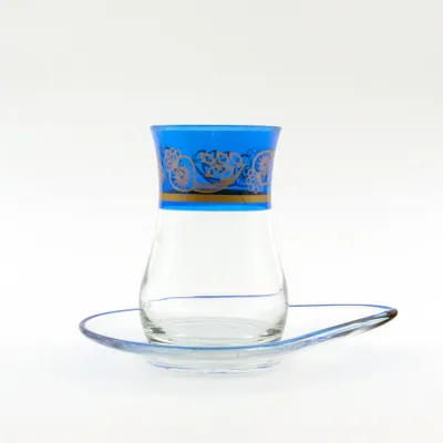 Immagine prodotto di Bicchieri da caffè o da tè con piattini Hassen Blue 10 cl x 6 - Set in scatola