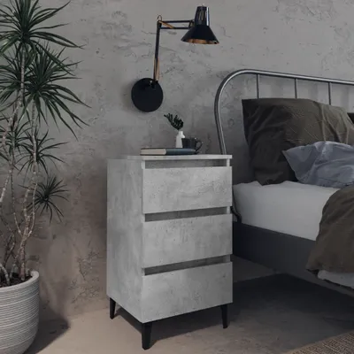 Image de vidaXL Table de nuit avec pieds en métal gris béton 40x35x69 cm