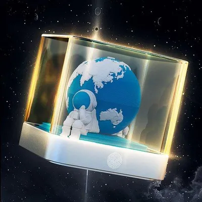 Produktbild von 3D-Tageskalender 2026 - Tagesplaner 2026 - Kreativ 3D-Notizbuch mit Licht (Blau, Erde)