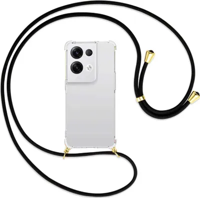 Produktbild von Handykette Backcover-Schutzhülle mit Band (Metall goldfarben) für Oppo Reno8 Pro 5G (6.62'') - schwarz