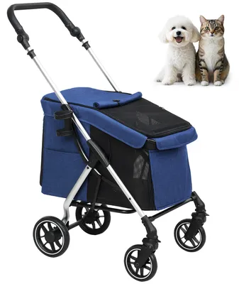 Produktbild von PawHut Hundewagen Hundebuggy klappbar für Hunde & Katzen bis 10 kg Dunkelblau
