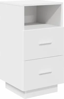 Image de Table de chevet avec 2 tiroirs blanc 36x36x68 cm