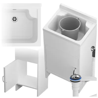 Produktbild von Granitan | Spülbecken - Wirtschaftsspüle - LOMA - mit Unterschrank - mit Siphon - Weiß - 77 x 41 cm - für Waschküche und Garage