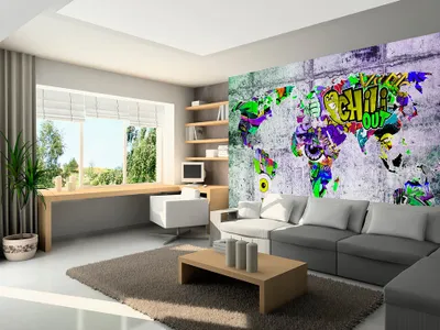 Produktbild von Vlies Fototapete Weltkarte 400x280 cm Tapeten Wandtapete XXL Graffiti k-A-0030-a-d