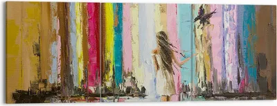 Produktbild von Bild auf Leinwand - Leinwandbild - Mädchen Vogel - 150x50cm - Wand Bild - Wanddeko - Wandbilder - Leinwanddruck - Bilder - Kunstdruck - Wanddekoration - Leinwand bilder - Wandkunst - CA150x50-3441