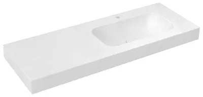 Produktbild von Sapho EMICO Waschtisch rechts, 190x50 cm, Kantenausführungen L, Rockstone weiß matt