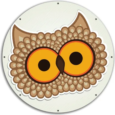 Produktbild von Wallario rundes Outdoor-Poster für Garten oder Balkon, Motiv Lustige Comic Eule mit großen Augen, 60 cm Durchmesser