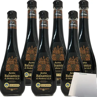 Produktbild von Kühne Aceto Balsamico di Modena vollmundig Essig aus original italienischem Rotweinessig mit Traubenmostkonzentrat 6er Pack (6x500ml Flasche) + usy Block
