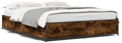 Obrázek produktu pro vidaXL Rám postele z kouřového dubu 135x190 cm Materiál na bázi dřeva a kovu