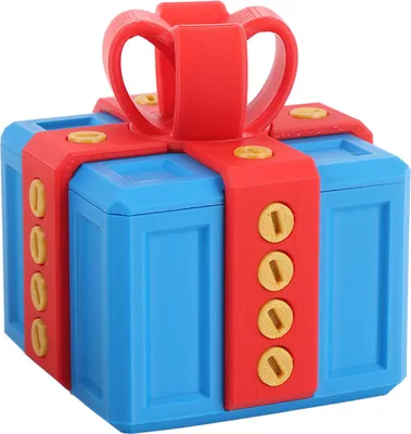 Produktbild von Lästige Geschenk-Box mit Schrauben Neuheit lustig 3D gedruckt Geschenk-Box für die Speicherung von Spielzeug Urlaub Dekorationen blau rot