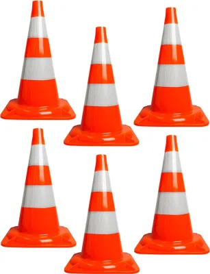 Image de lot de 6 pylônes 50cm, cônes d'avertissement, 6 cônes de circulation pour délimiter les aires de stationnement, cônes d'avertissement, cônes, cônes de marquage, [orange-blanc] - Pylônes réfléchissants