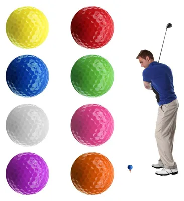 Zdjęcie produktu dla Zestaw 8 kolorowych piłek golfowych do użytku wewnętrznego i zewnętrznego