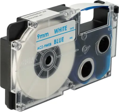 Produktbild von vhbw Schriftband-Kassette Ersatz für Casio XR-9WEB1, XR-9WEB für Etiketten-Drucker 8m x 9mm Blau auf Weiß